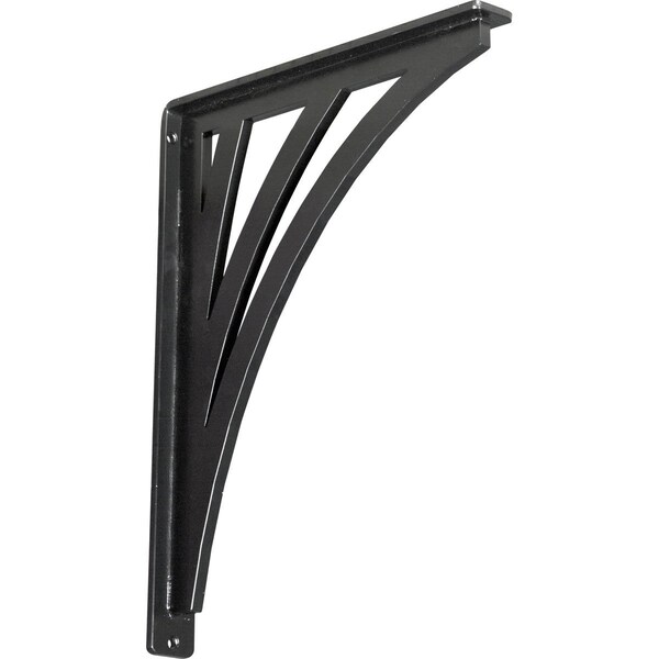 Ekena Millwork Nevio Wrought Iron Bracket, (Single center brace), Powder Coated Black 1 1/2"W x 12"D x 15"H BKTM01X12X15SNE - main